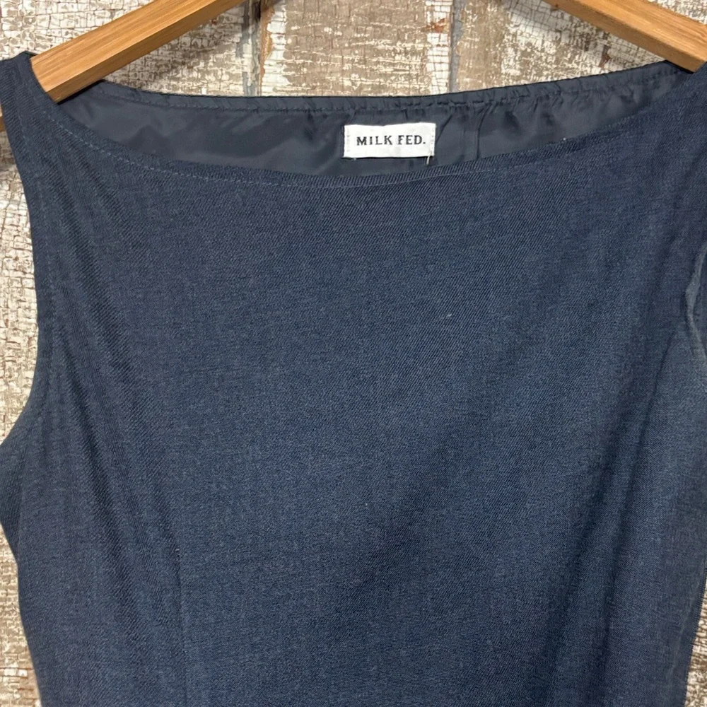 MILKFED Navy Gray pencil knee length 90s vintage y2k square neck Japanese - Picture 3 of 12